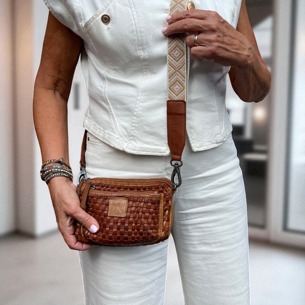 Crossbody bag gevlochten restleer
